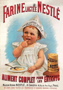 Plakat Nestlé_Kindermehl um 1900 - Quelle Lizenzfrei Wikipedia/alimentarium.ch Wikipedia/